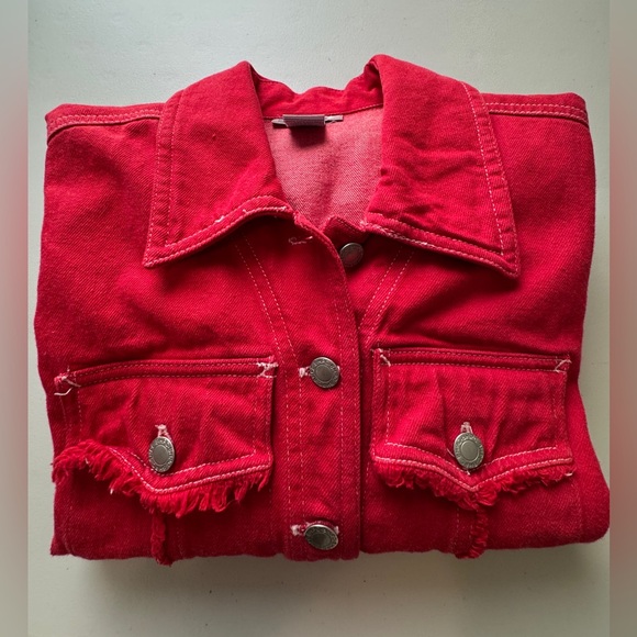 Vintage Red Denim Jacket Beverly Hills Polo Club Size M - Picture 3 of 16
